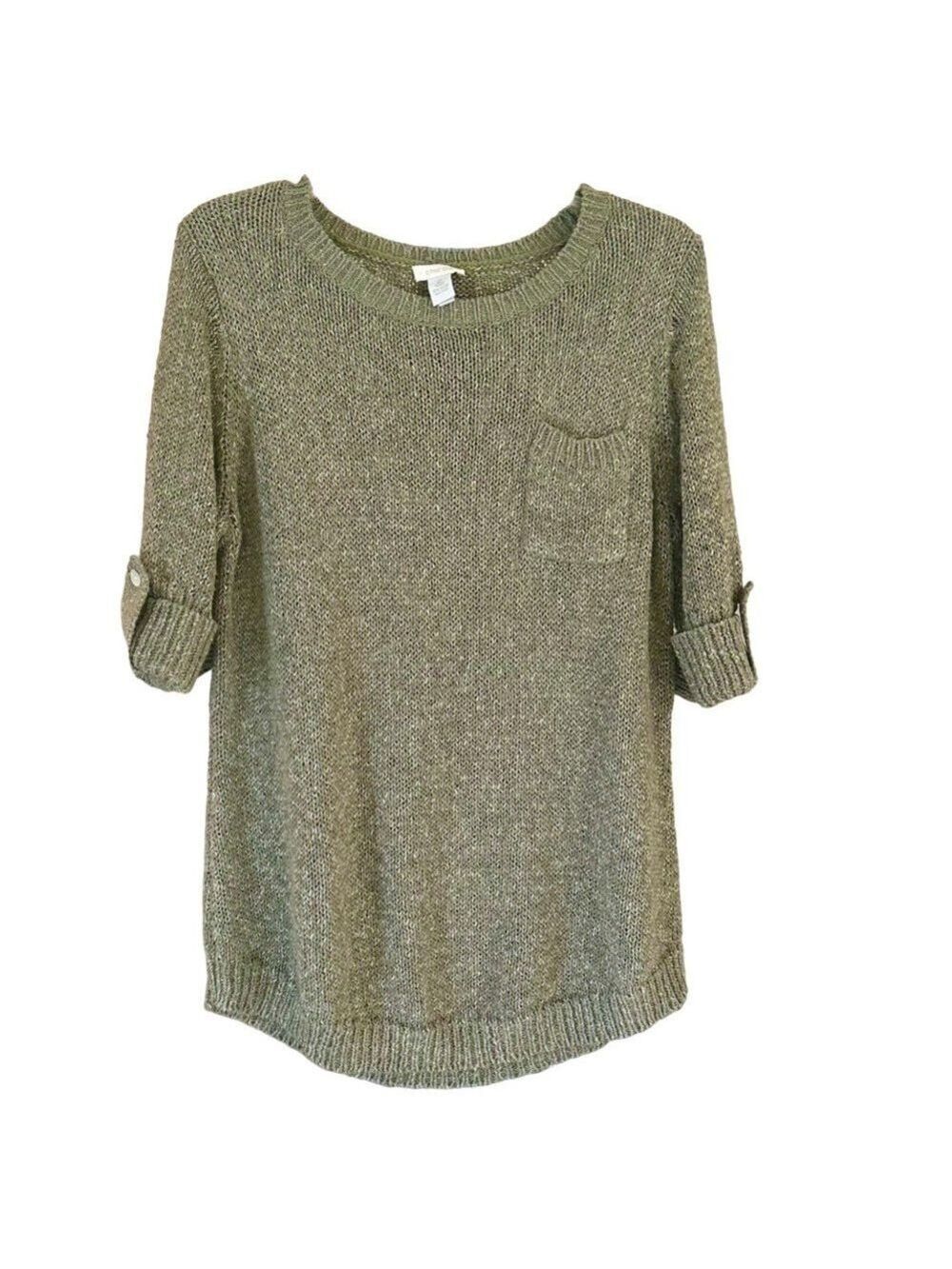 Chico's Short Sleeve Crew Neck Cotton Blend Top